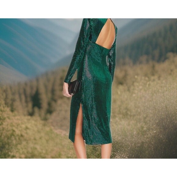 Steve Madden Green Velvet Maxi Dress - Picture 3 of 9